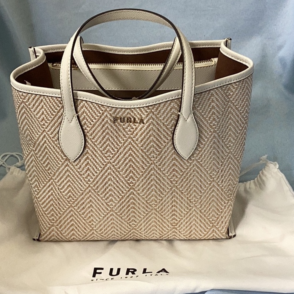 Furla Cream and Tan Tote Bags with Leather Trim BNWOT